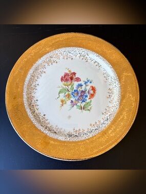 Vintage Edgewood China Warranted 22K Luncheon Plate Gold Encrusted Floral